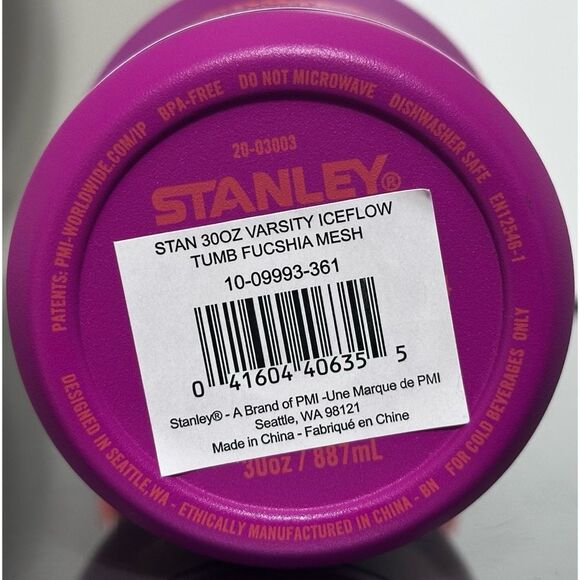 Stanley Varsity IceFlow Flip Straw 30oz Tumbler, FUCHSIA MESH STRIPES - Picture 4 of 4
